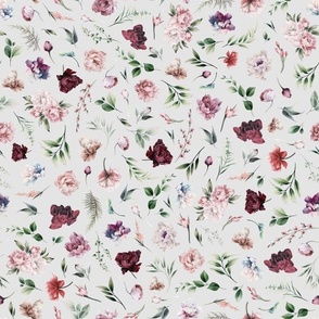 peonies floral on light gray