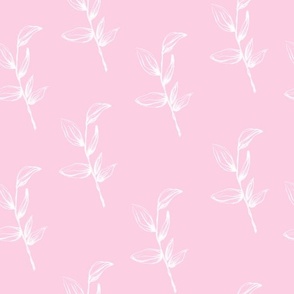 floral stems on light dusty pink