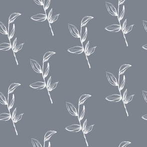 floral stems on stone gray