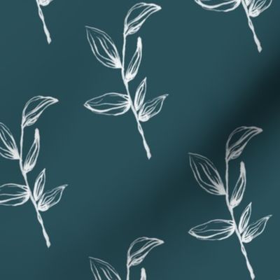 floral stems on teal