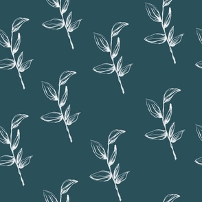 floral stems on teal