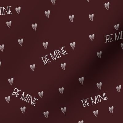 be mine freehand hearts on maroon