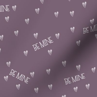 be mine freehand hearts on purple mauve