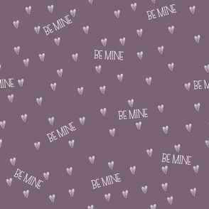 be mine freehand hearts on purple mauve