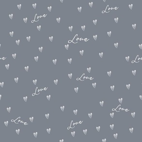 freehand hearts love on stone gray