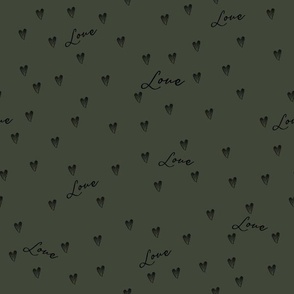 black freehand hearts on offshore green