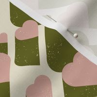 Forever hearts for Valentine's Day - pale pink and olive green - suitable for masculine audience