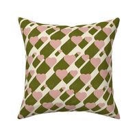 Forever hearts for Valentine's Day - pale pink and olive green - suitable for masculine audience