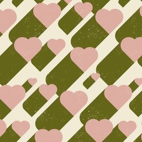 Forever hearts for Valentine's Day - pale pink and olive green