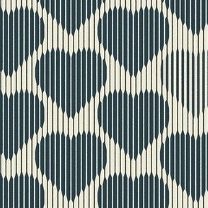 Hearts on cream white and navy blue lines