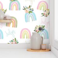 personalized blush floral watercolor rainbow on white - Jaclyn