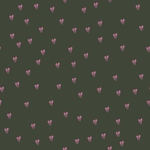 pink freehand hearts on offshore green