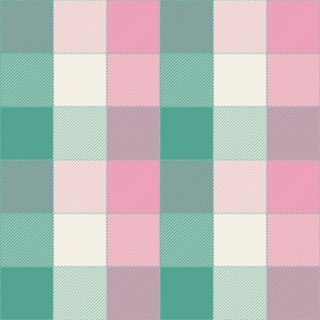 Cozy Twill Plaid / Christmas Soft Green Pink / Medium