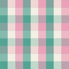 Cozy Twill Plaid / Christmas Soft Green Pink /  Small