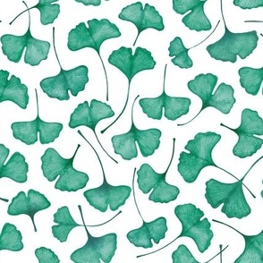  Ginkgo biloba watercolor cold green // small scale 0003 D //  gingko leaves leaf nature green-blue emerald