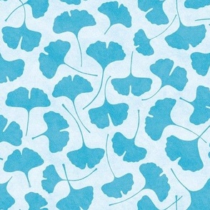  Ginkgo biloba monochrome blue // small scale 0004 C //  gingko leaves leaf nature abstract babyblue children wallpaper