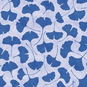  Ginkgo biloba monochrome cold blue // small scale 0004 I //  single color gingko leaves leaf nature abstract children wallpaper