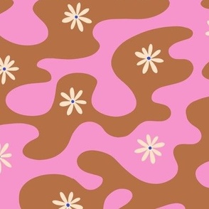 Daisies in the waves - Pink & Terracotta - Large