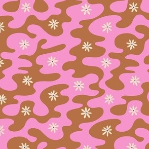 Daisies in the waves - Pink & Terracotta - Medium