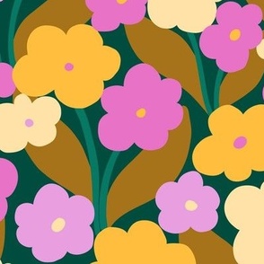  Colorful happy flowers with simple modern shapes - Large scale
