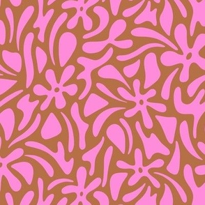 Modern minimal floral and abstract shapes in pink and brown - Medium
