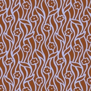 Moody modern flowers with wavy stripes on brown - Small