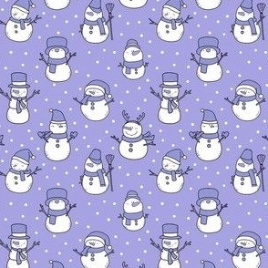 Small Scale Snowmen Joyful Christmas Doodles in Lavender
