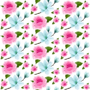 6x6 Pink Rose Teal Magnolia