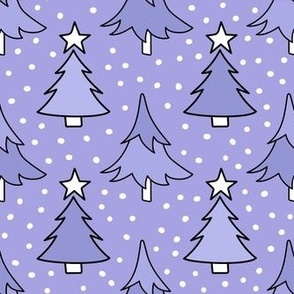 Medium Scale Joyful Christmas Doodle Trees in Lavender Purple