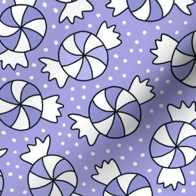 Large Scale Joyful Christmas Doodles Peppermint Candy Swirls in Lavender Purple