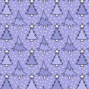 Small Scale Joyful Christmas Doodle Trees in Lavender Purple