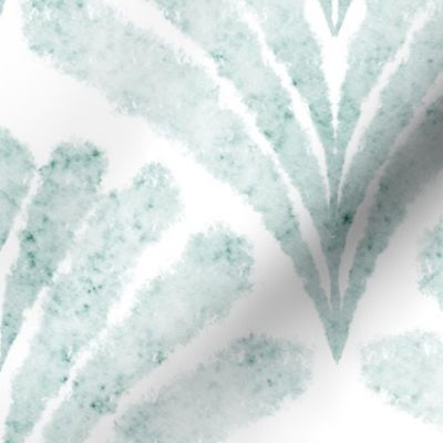 coastal abstract brush stroke fan - sea glass shell - green coastal watercolor wallpaper and fabric