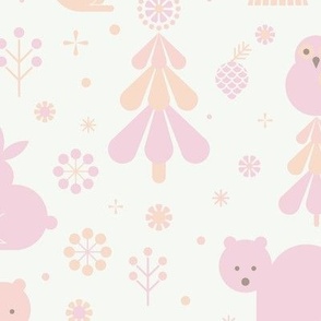 Forest Animals Pink - Medium scale