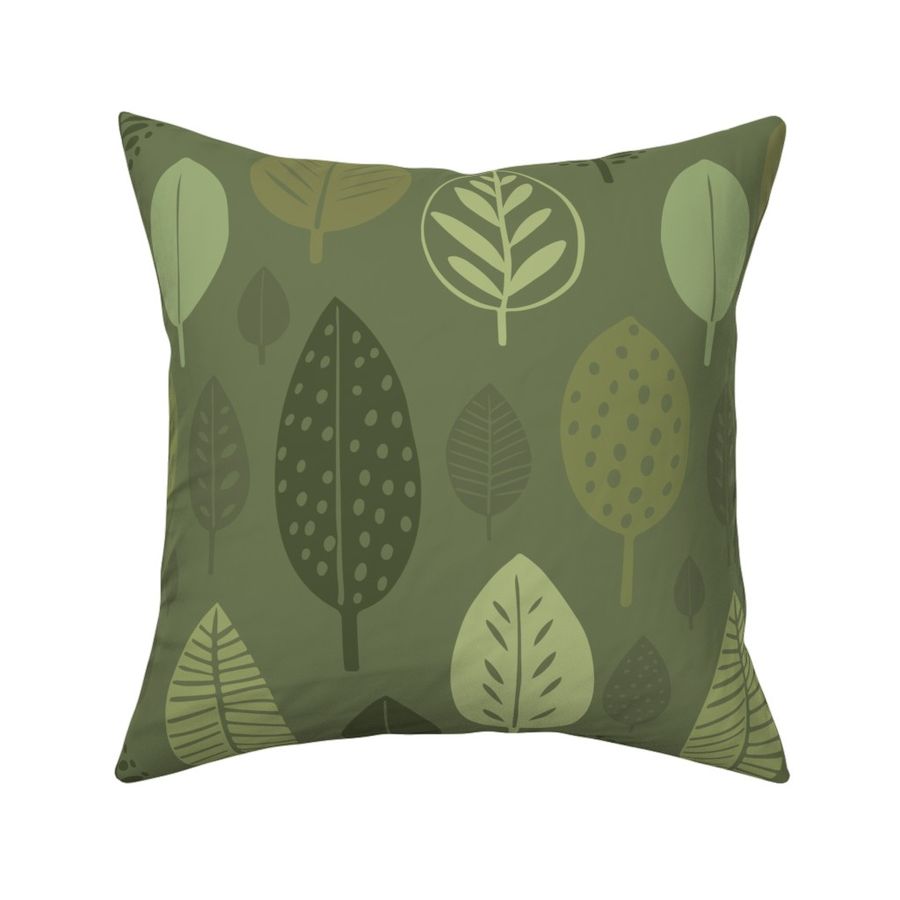 Autumn Simplicity Leaf Shape Pattern Green Medium Scale