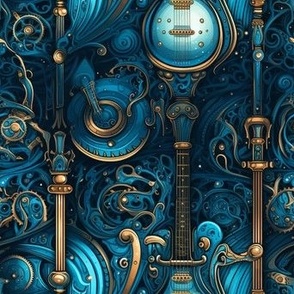 steampunk blue guitars