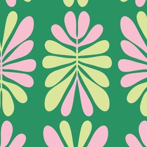 Retro flowers, pink and lime, large
