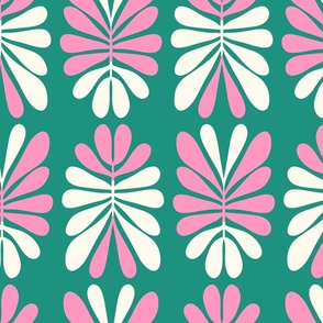 Retro flowers, pink and green, small