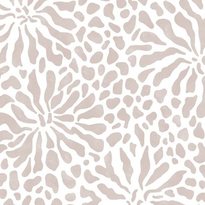 abstract boho garden - modern neutrals II on white - abstract neutral botanical wallpaper