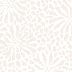 abstract boho garden - modern neutrals III on white - abstract neutral botanical wallpaper