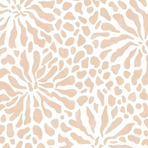 abstract boho garden - modern neutrals IV on white - abstract neutral botanical wallpaper