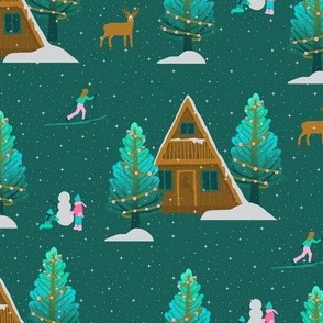 Alpine Chalet - Winter Cross Country Ski Snow Design