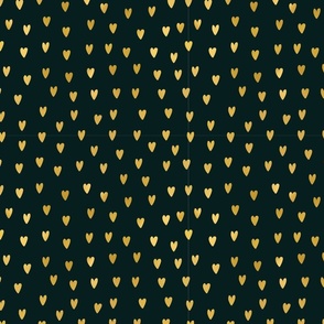 Moody Gold Hearts on Dark Forest Christmas Tree Green Christmas_ Valentines Day