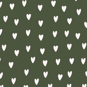 Moody White Hearts on Sage Green Christmas_ Valentines Day