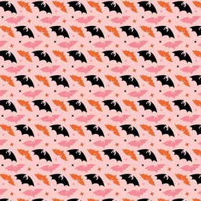 Pink, Orange and Black Bats Modern Pattern