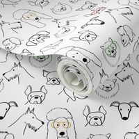 Doodle dogs (in black - small scale) - dog outline print