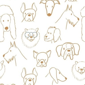 Doodle dogs (in mustard - medium scale) - dog outline print
