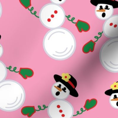 Wobbly Snowmen Pink