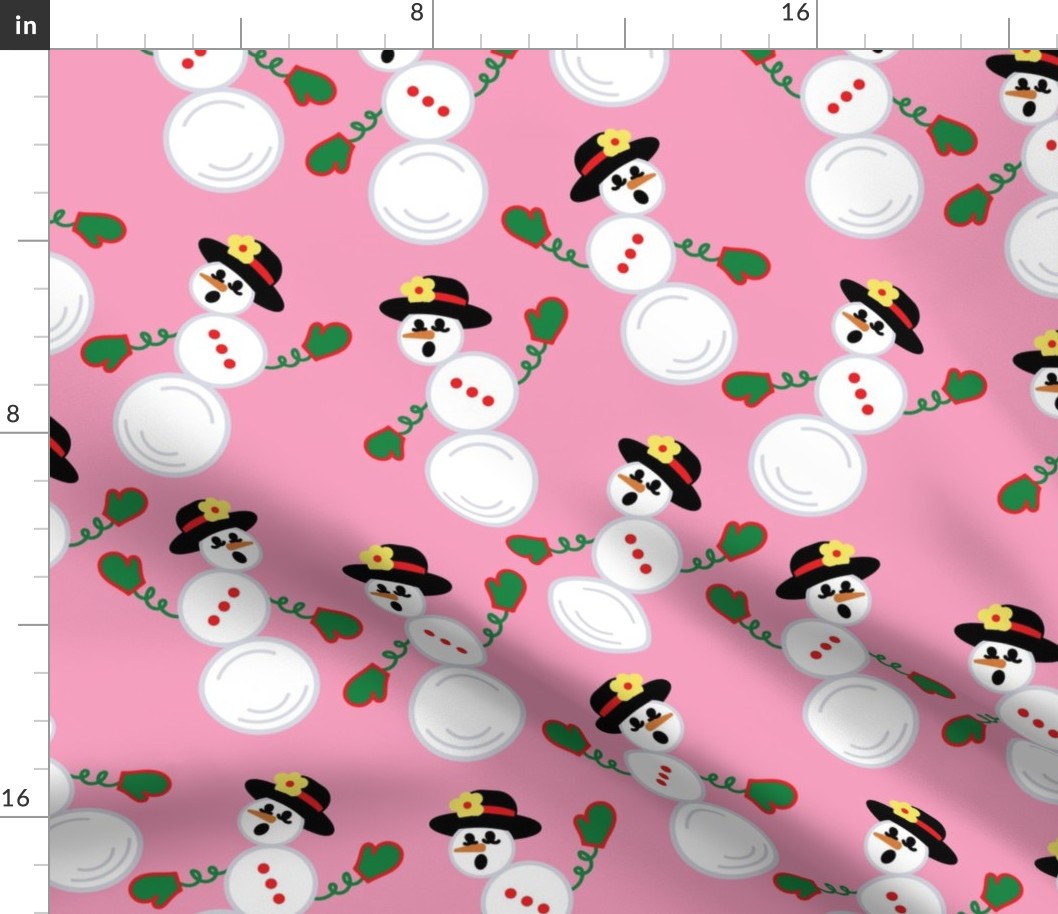 Wobbly Snowmen Pink