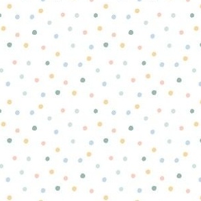 White polka dot with pink, yellow and green spots for spring summer kids and nursery - small