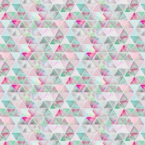 WATERCOLOR TRIANGLES pink red green SMALL REPEAT